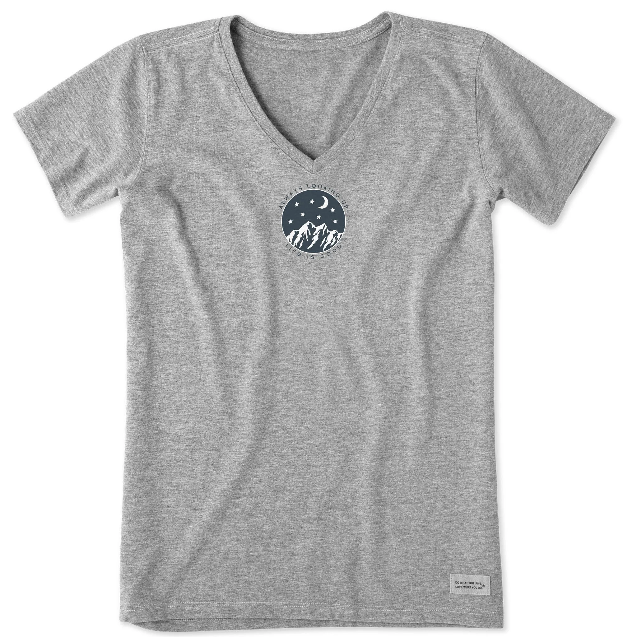 Women's Always Looking Up Celestial Short Sleeve Vee Life is Good