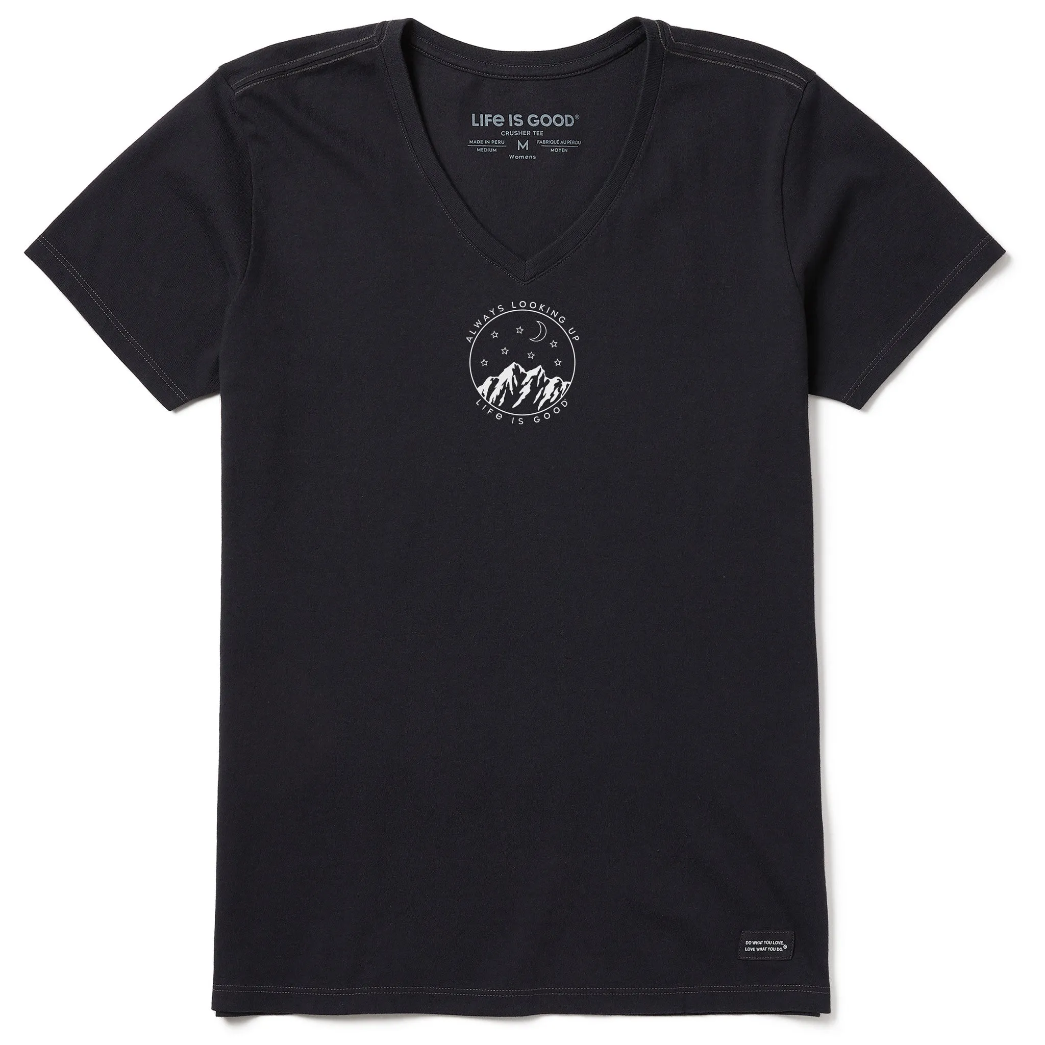 Women's Always Looking Up Celestial Short Sleeve Vee Life is Good