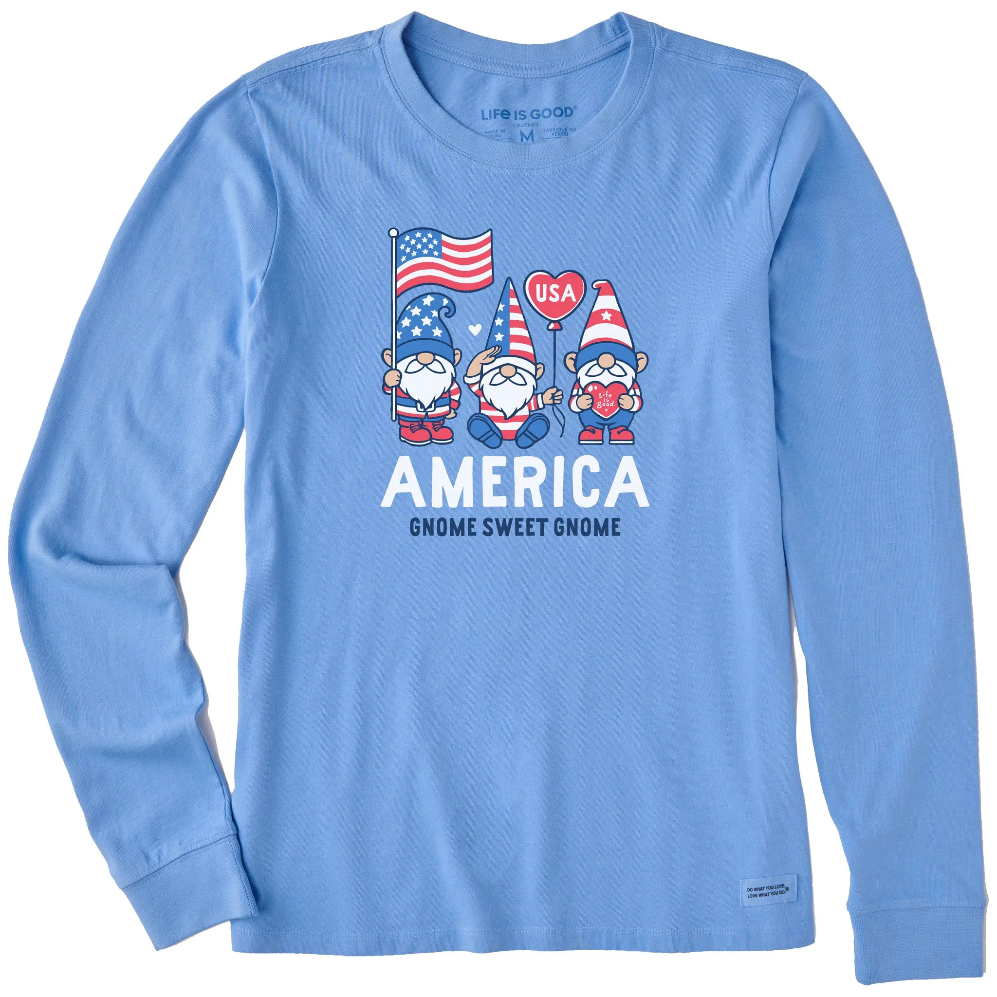 Women's America Gnome Sweet Gnome Long Sleeve Crusher Tee Life is Good