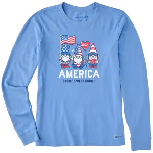 Women's America Gnome Sweet Gnome Long Sleeve Crusher Tee Life is Good