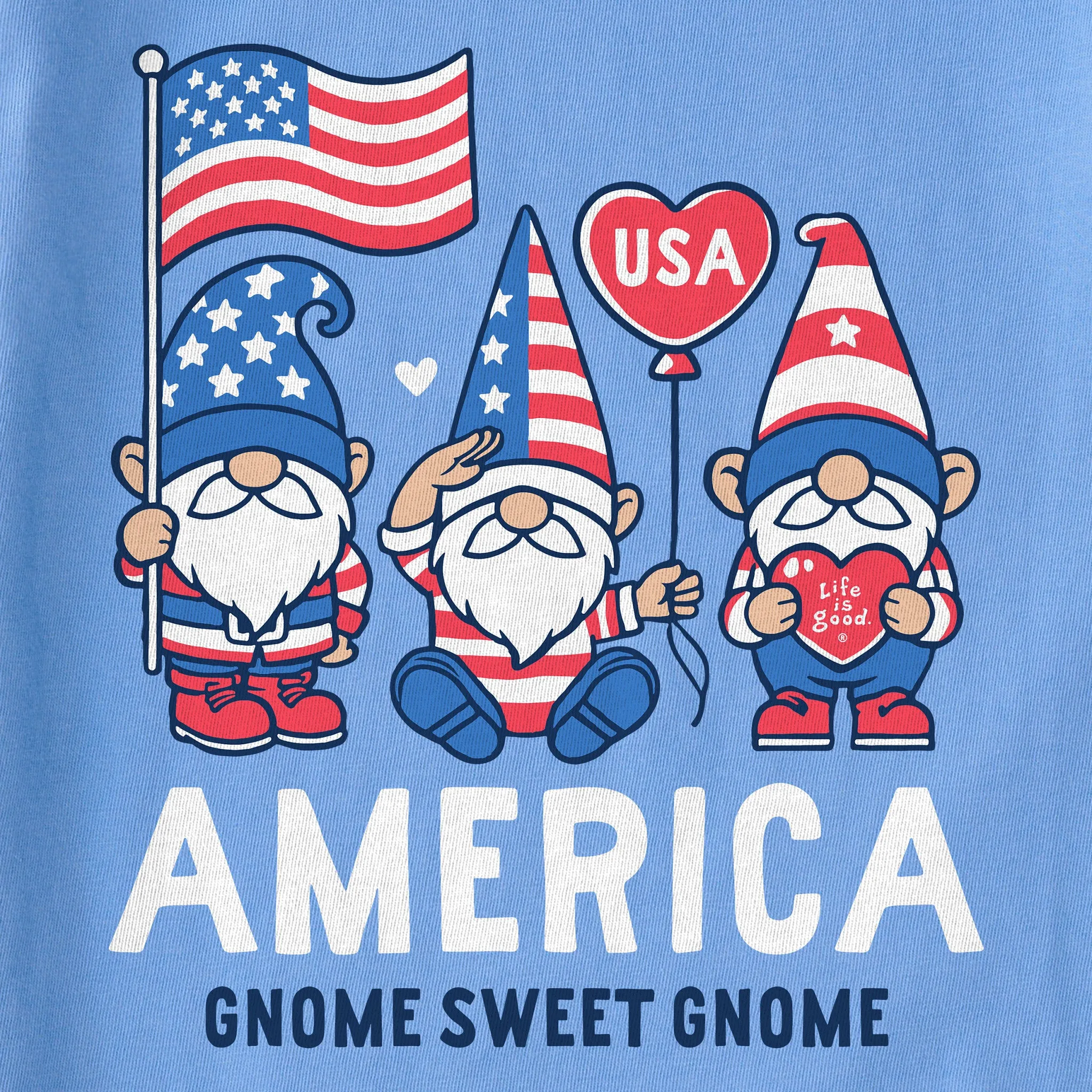 Women's America Gnome Sweet Gnome Long Sleeve Crusher Tee Life is Good