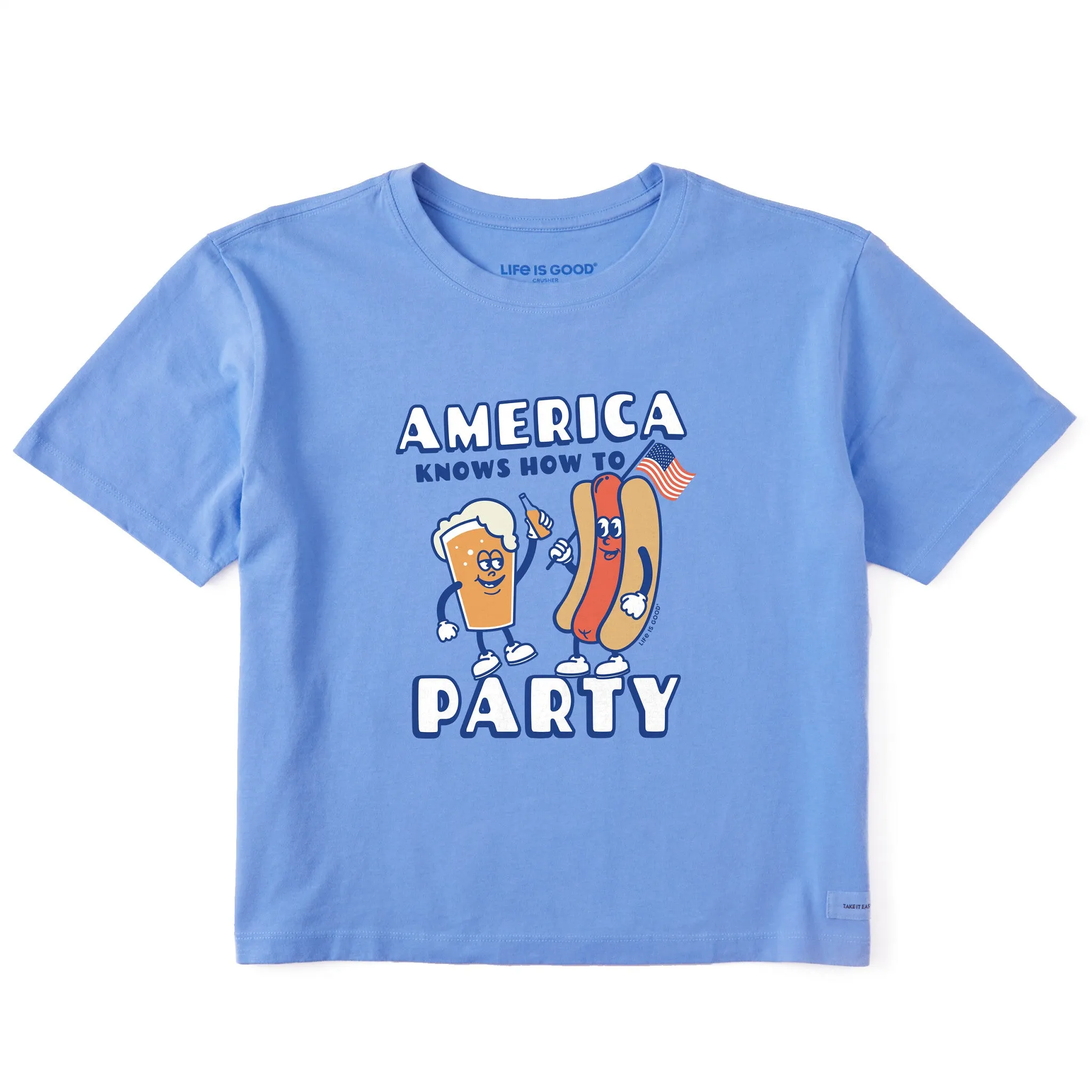 Women's America Knows How to Party Short Sleeve Crusher Boxy Tee Life is Good