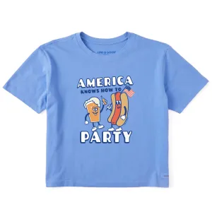Women's America Knows How to Party Short Sleeve Crusher Boxy Tee Life is Good