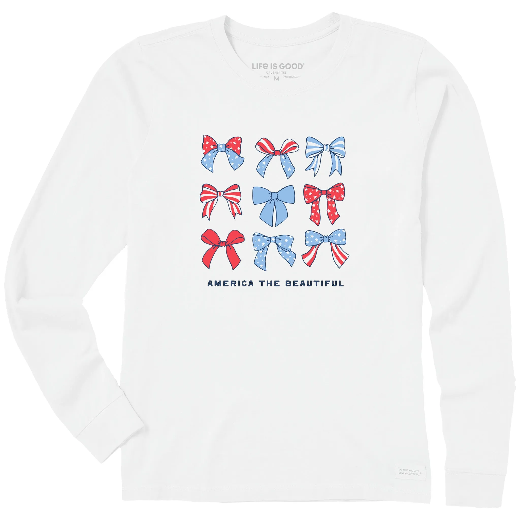 Women's America the Beautiful Bows Long Sleeve Crusher Tee Life is Good