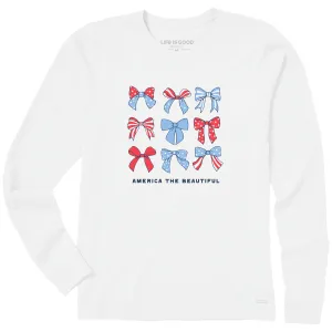 Women's America the Beautiful Bows Long Sleeve Crusher Tee Life is Good