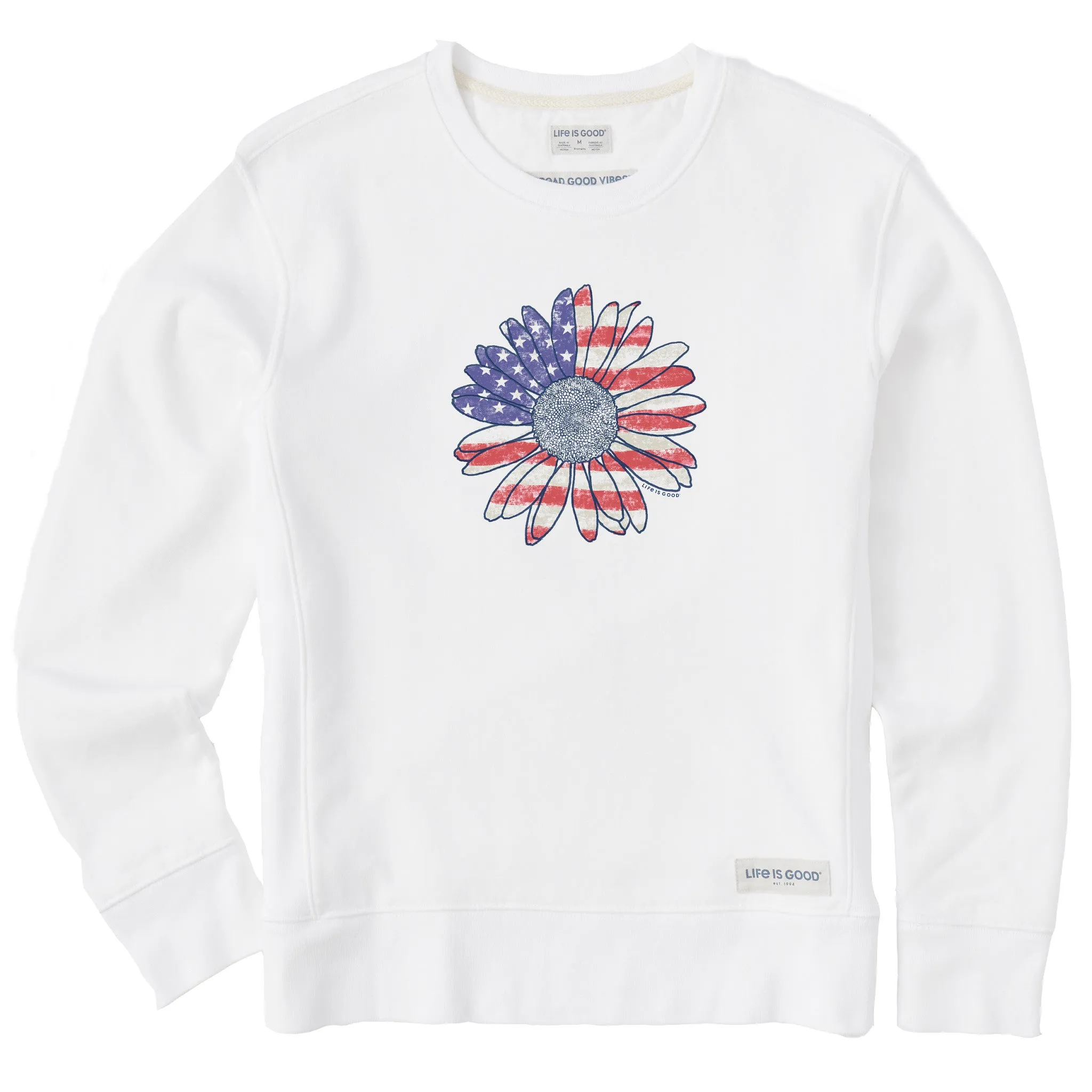 Women's America The Beautiful Daisy Simply True Crew Life is Good