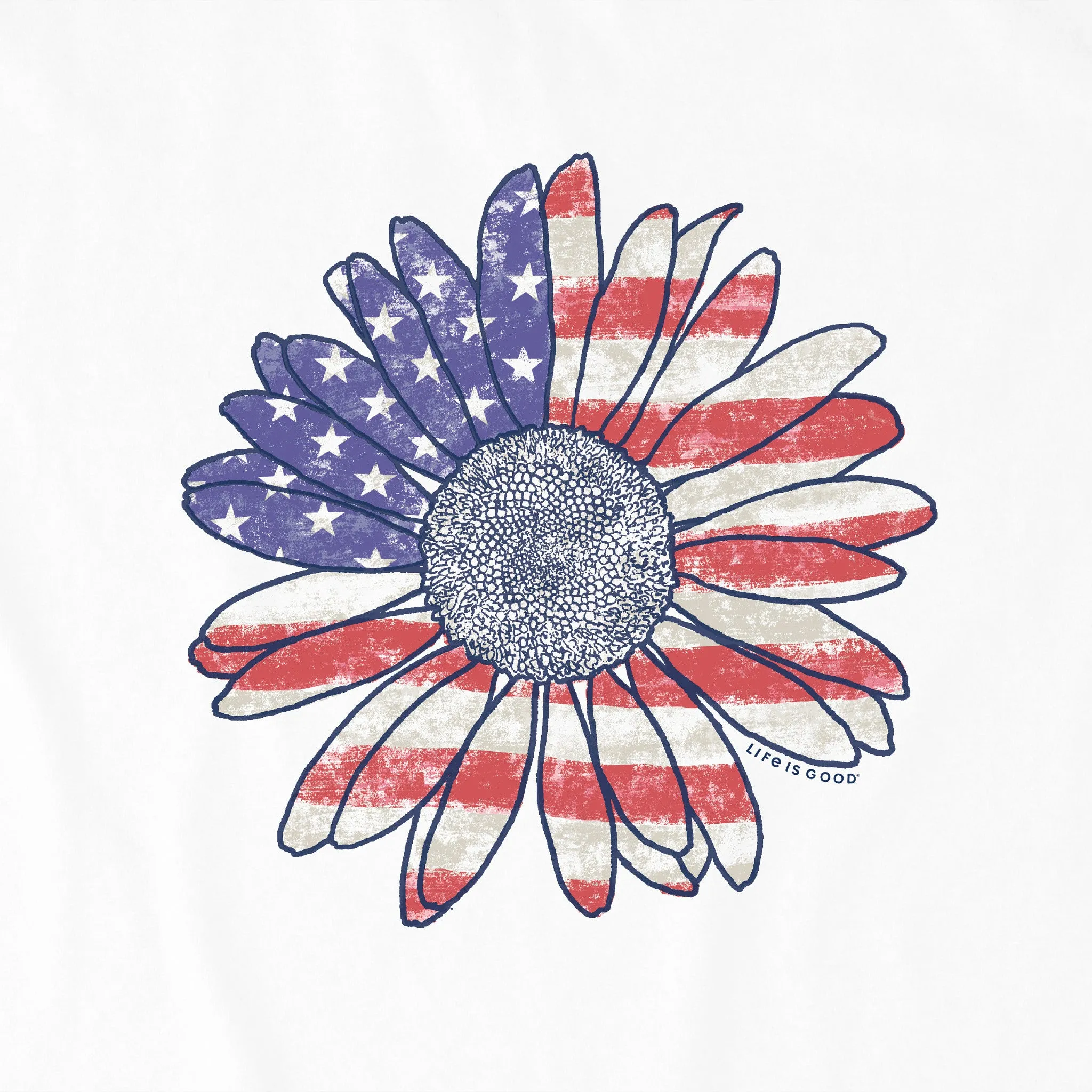 Women's America The Beautiful Daisy Simply True Crew Life is Good