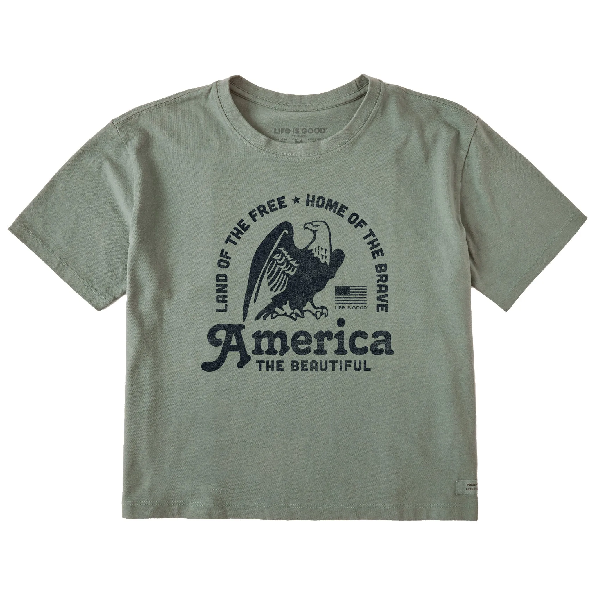 Women's America the Beautiful Eagle Short Sleeve Crusher Boxy Tee Life is Good