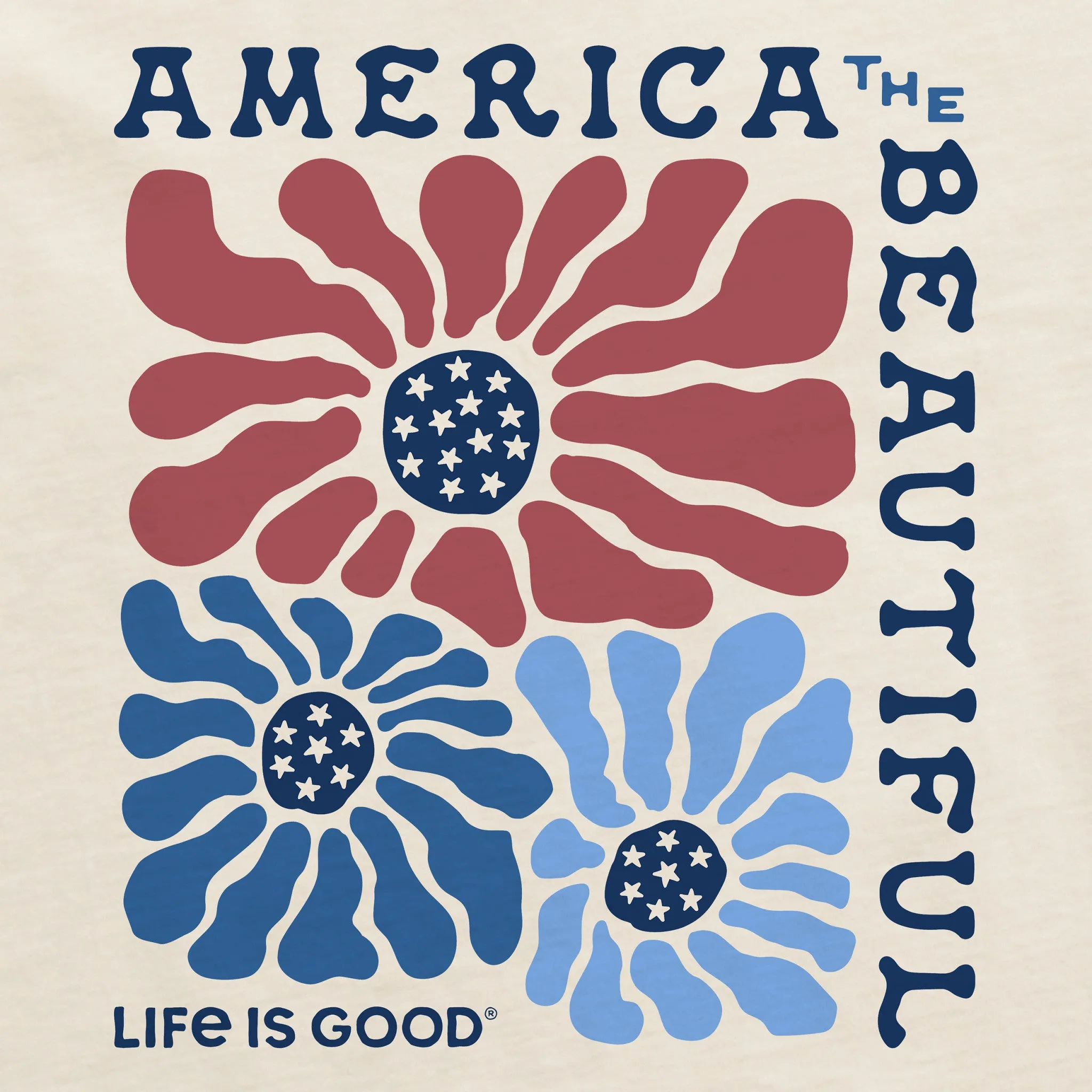 Women's America the Beautiful Flowers Short Sleeve Crusher Boxy Tee Life is Good