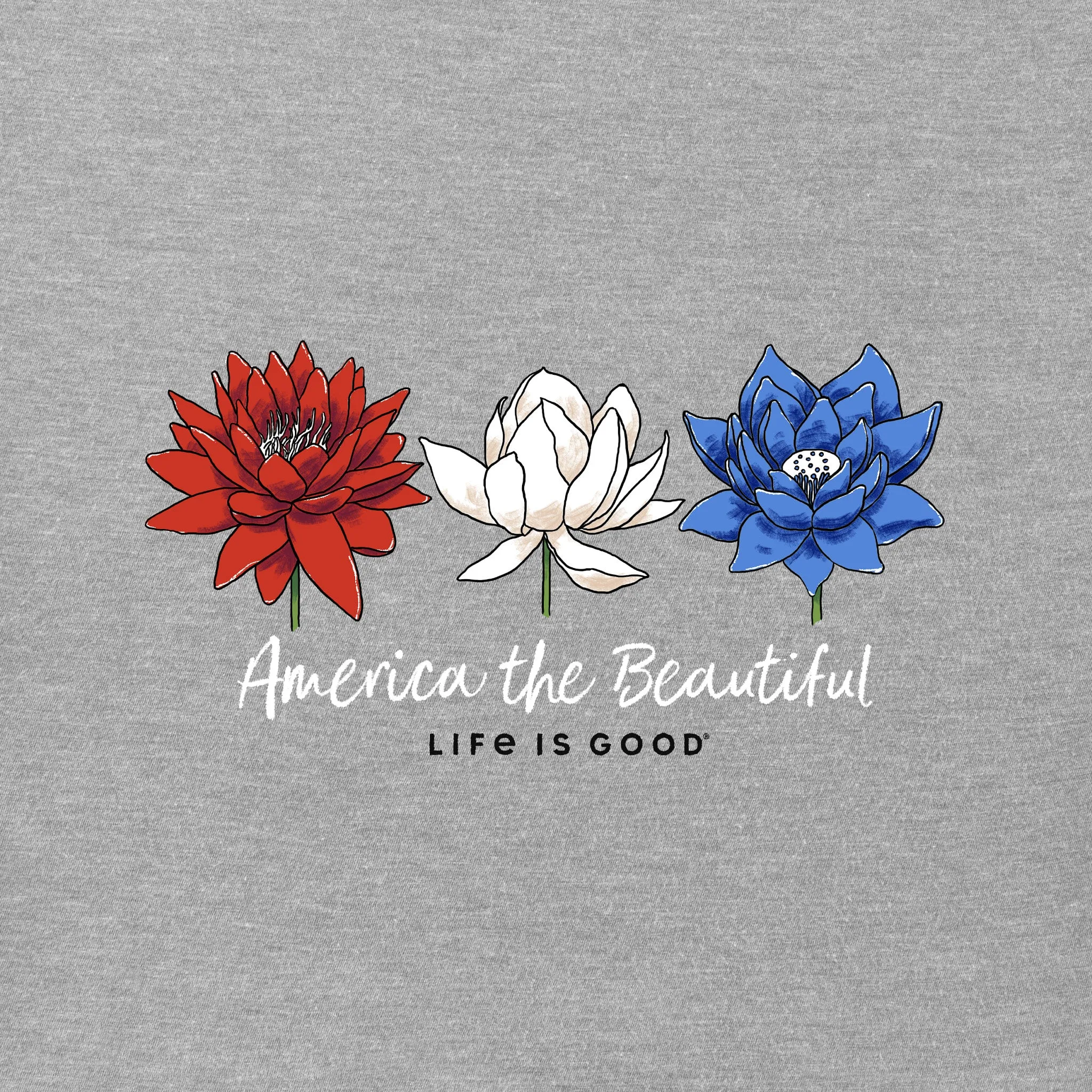 Women's America the Beautiful Lotus Short Sleeve Vee Life is Good