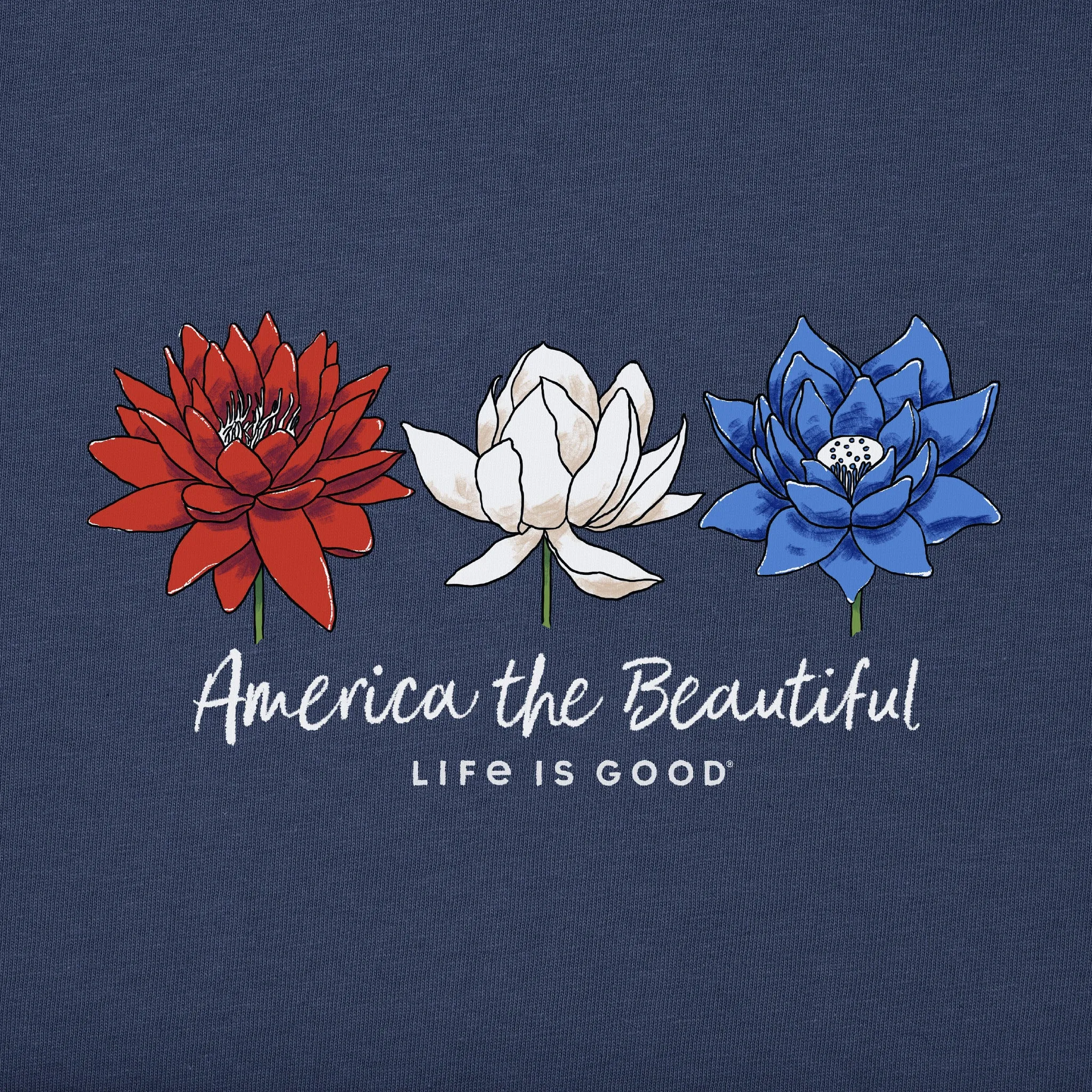 Women's America the Beautiful Lotus Short Sleeve Vee Life is Good