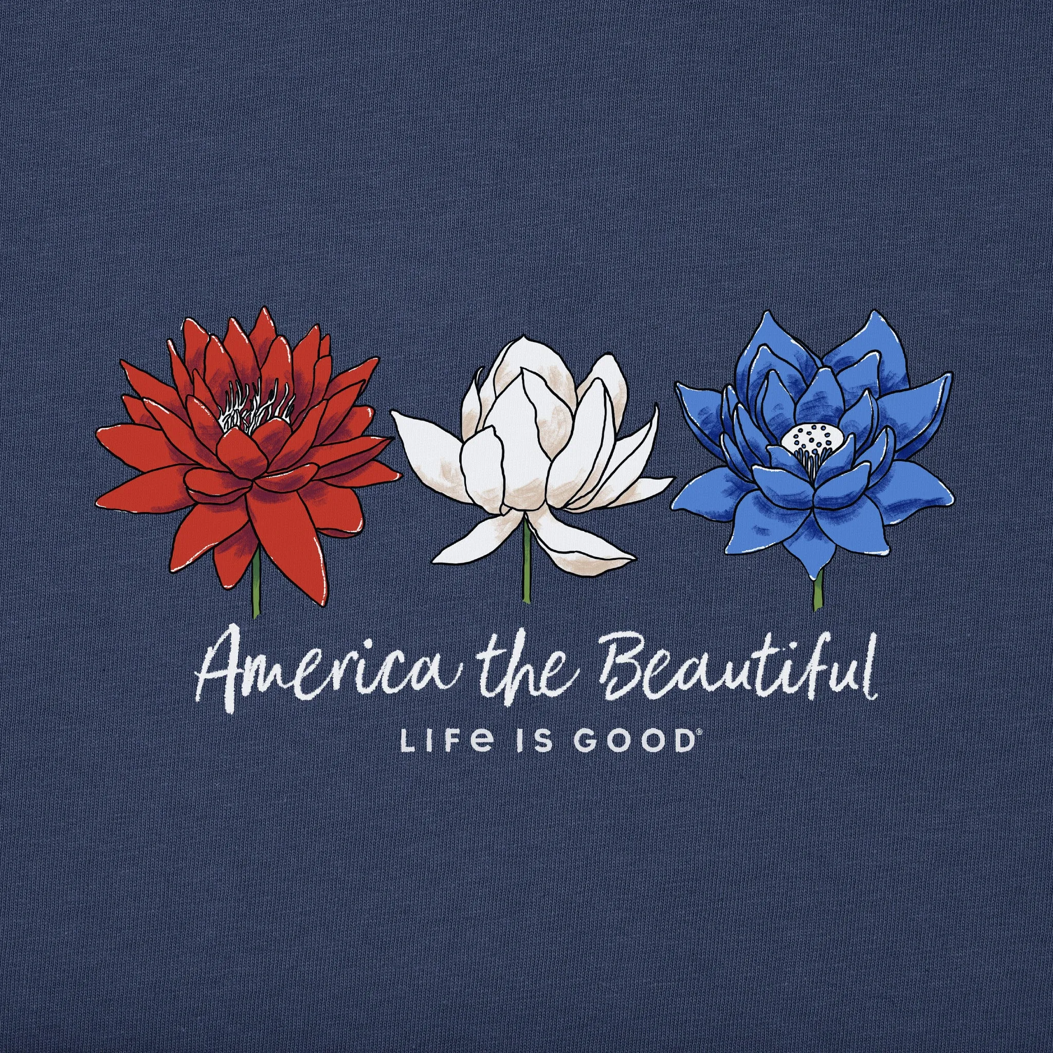 Women's America the Beautiful Lotus Short Sleeve Vee Life is Good