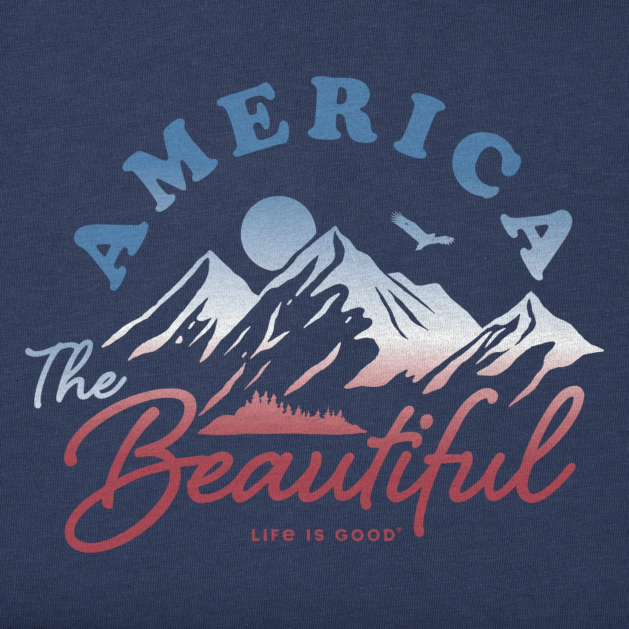Women's America the Beautiful Mountain Short Sleeve Crusher Boxy Tee Life is Good