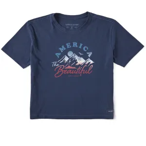 Women's America the Beautiful Mountain Short Sleeve Crusher Boxy Tee Life is Good