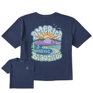 Women's America the Beautiful Short Sleeve Crusher Boxy Tee Life is Good