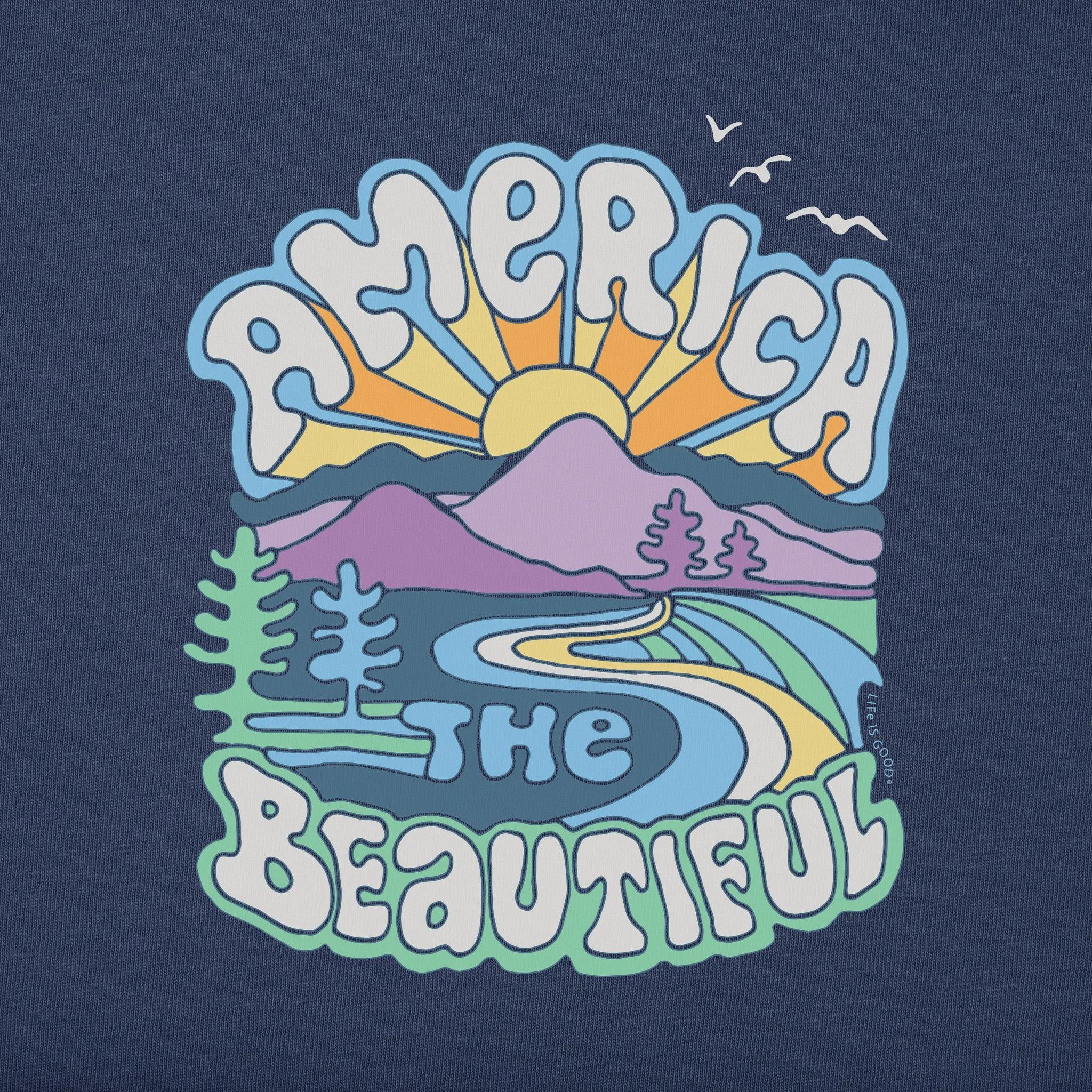 Women's America the Beautiful Short Sleeve Crusher Boxy Tee Life is Good