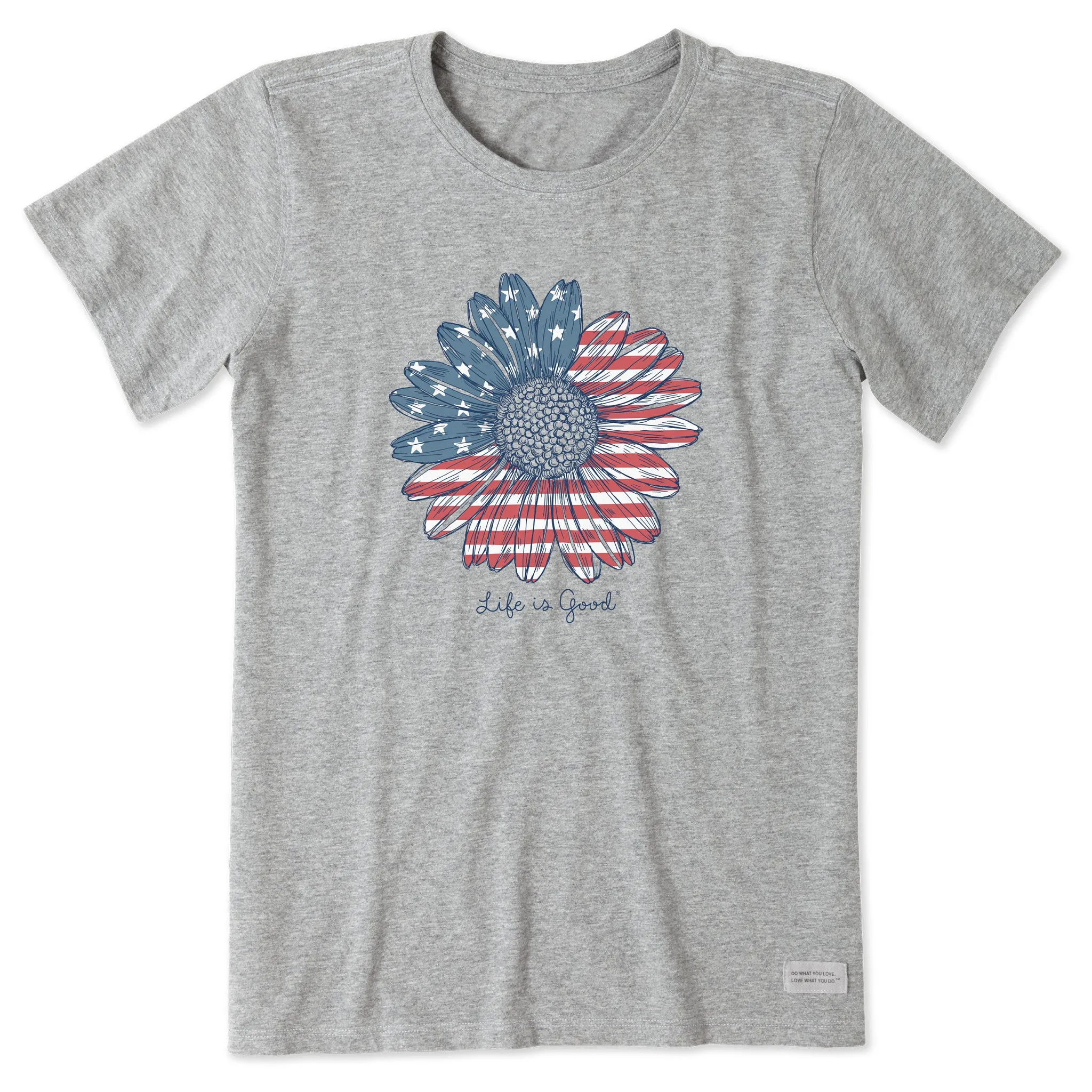 Women's American Flag Daisy Short Sleeve Crusher Tee Life is Good