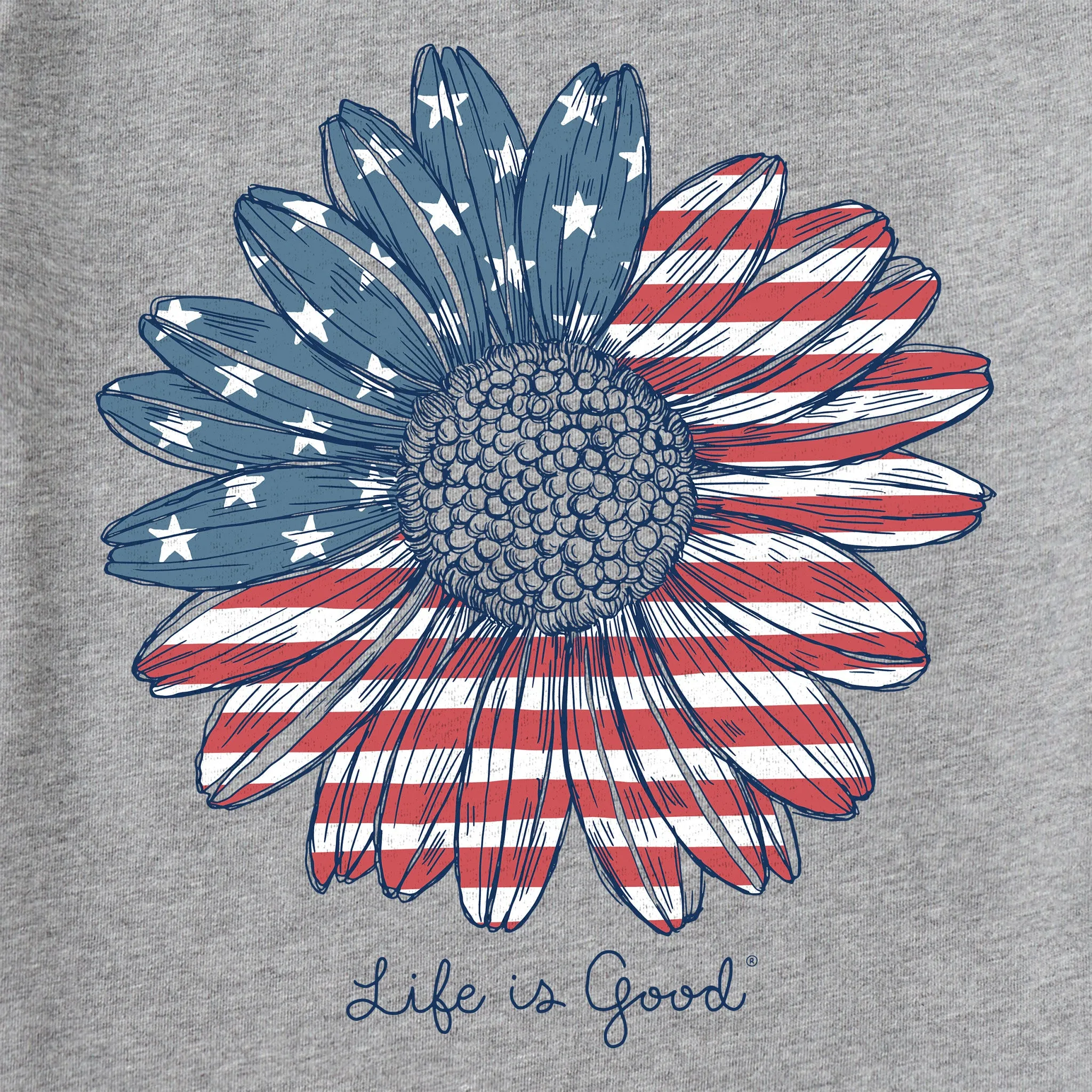Women's American Flag Daisy Short Sleeve Crusher Tee Life is Good