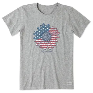 Women's American Flag Daisy Short Sleeve Crusher Tee Life is Good