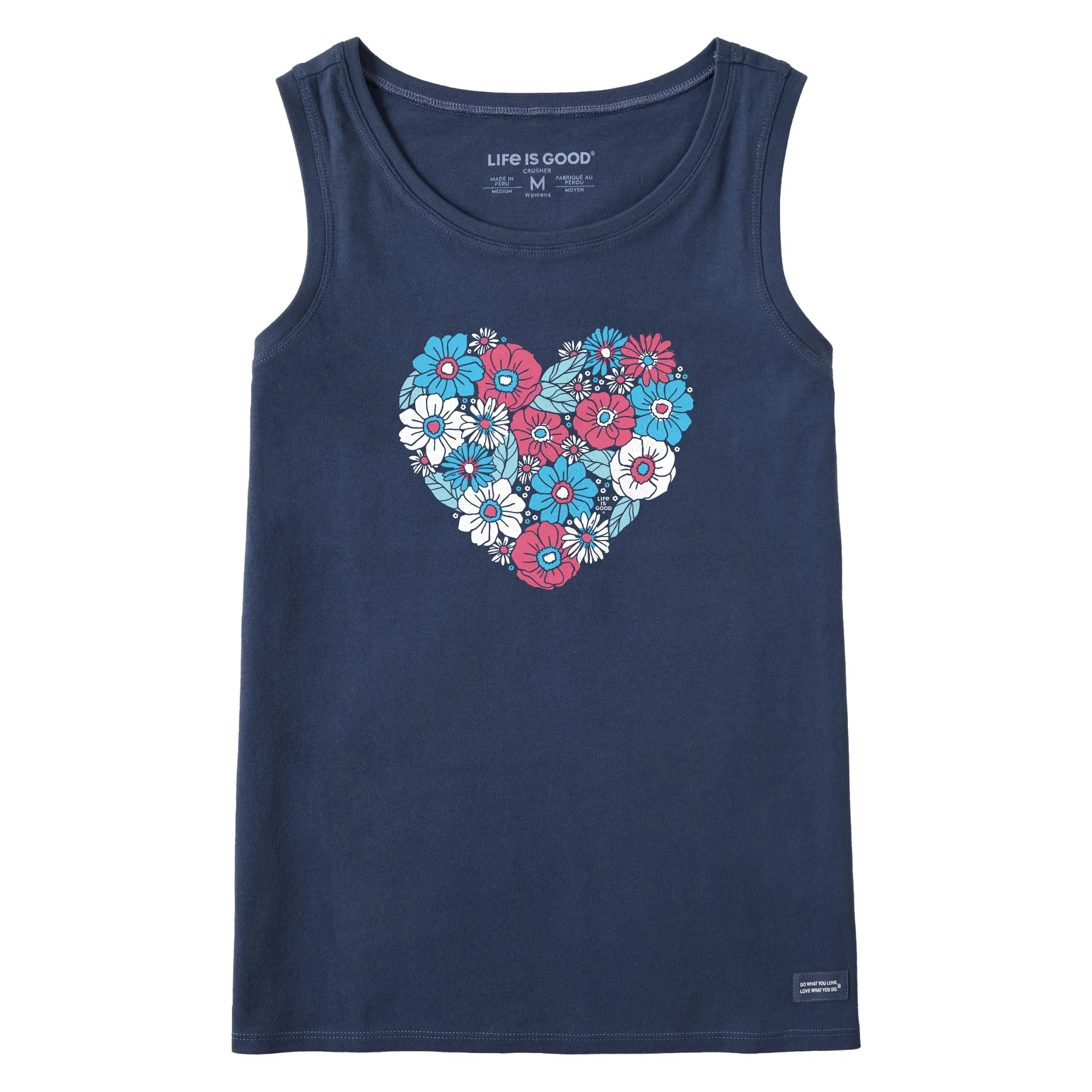 Women's American Flower Heart Crusher Tank Life is Good
