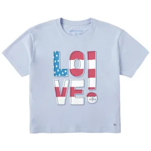 Women's American Love! Short Sleeve Crusher Boxy Tee Life is Good