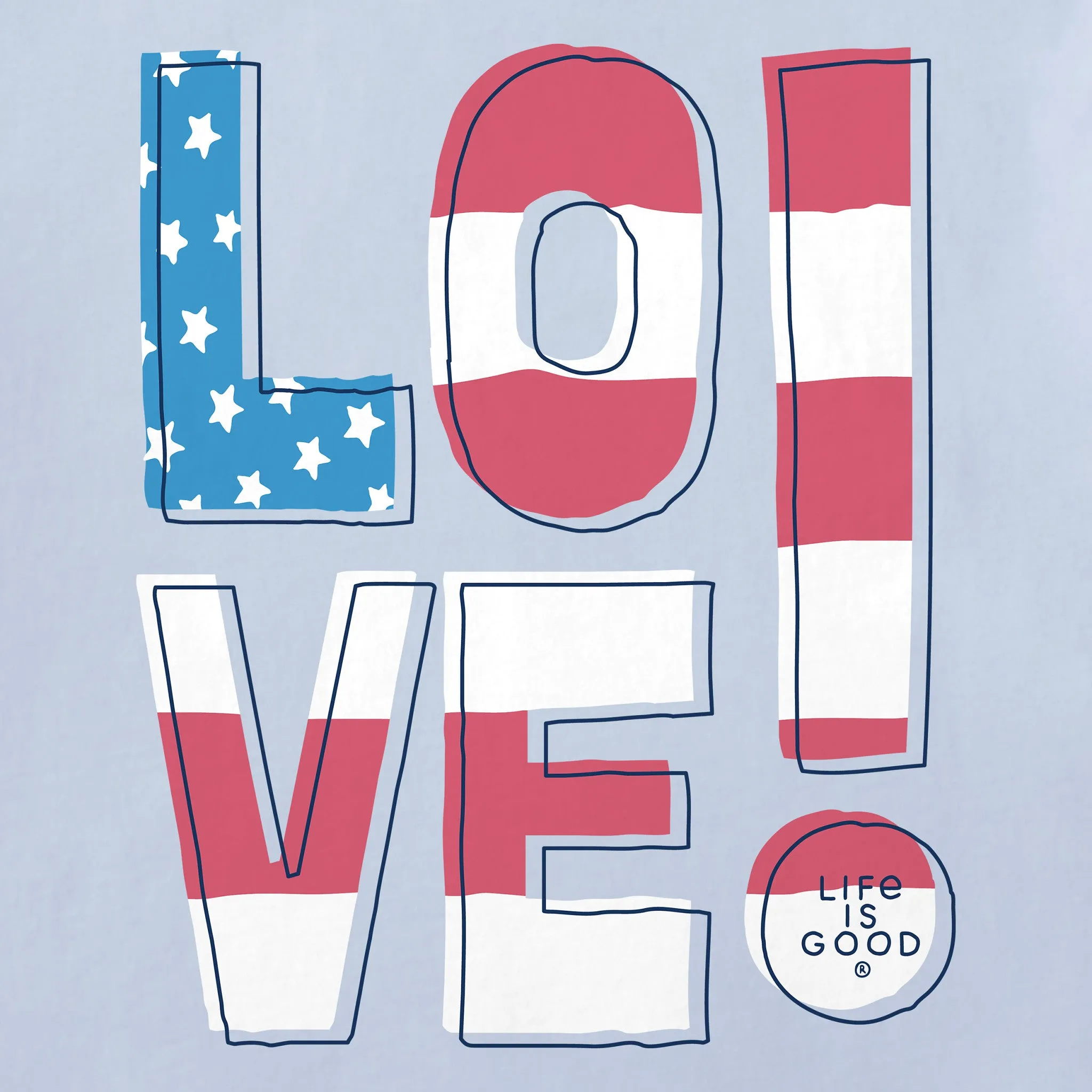 Women's American Love! Short Sleeve Crusher Tee Life is Good
