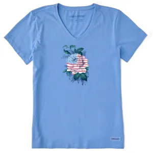 Women's American Rose Short Sleeve Vee Life is Good