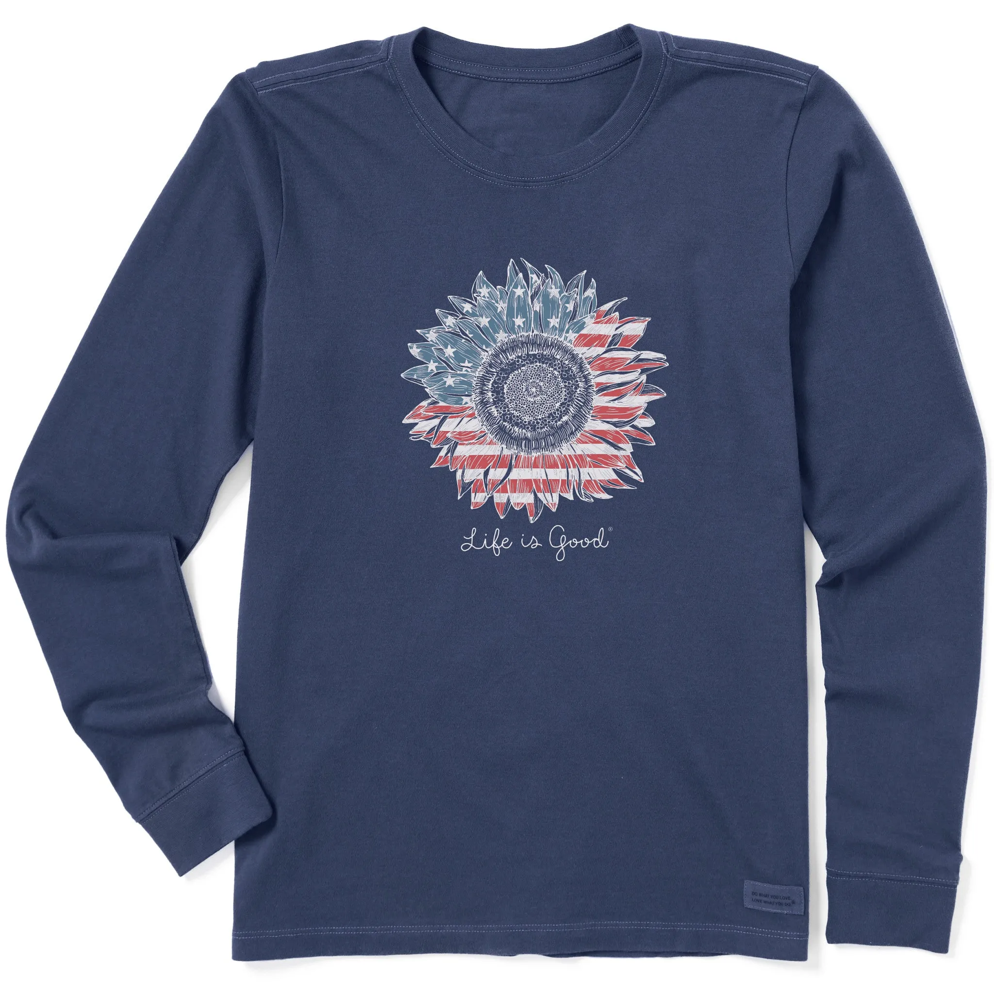 Women's American Sunflower Long Sleeve Crusher Tee Life is Good