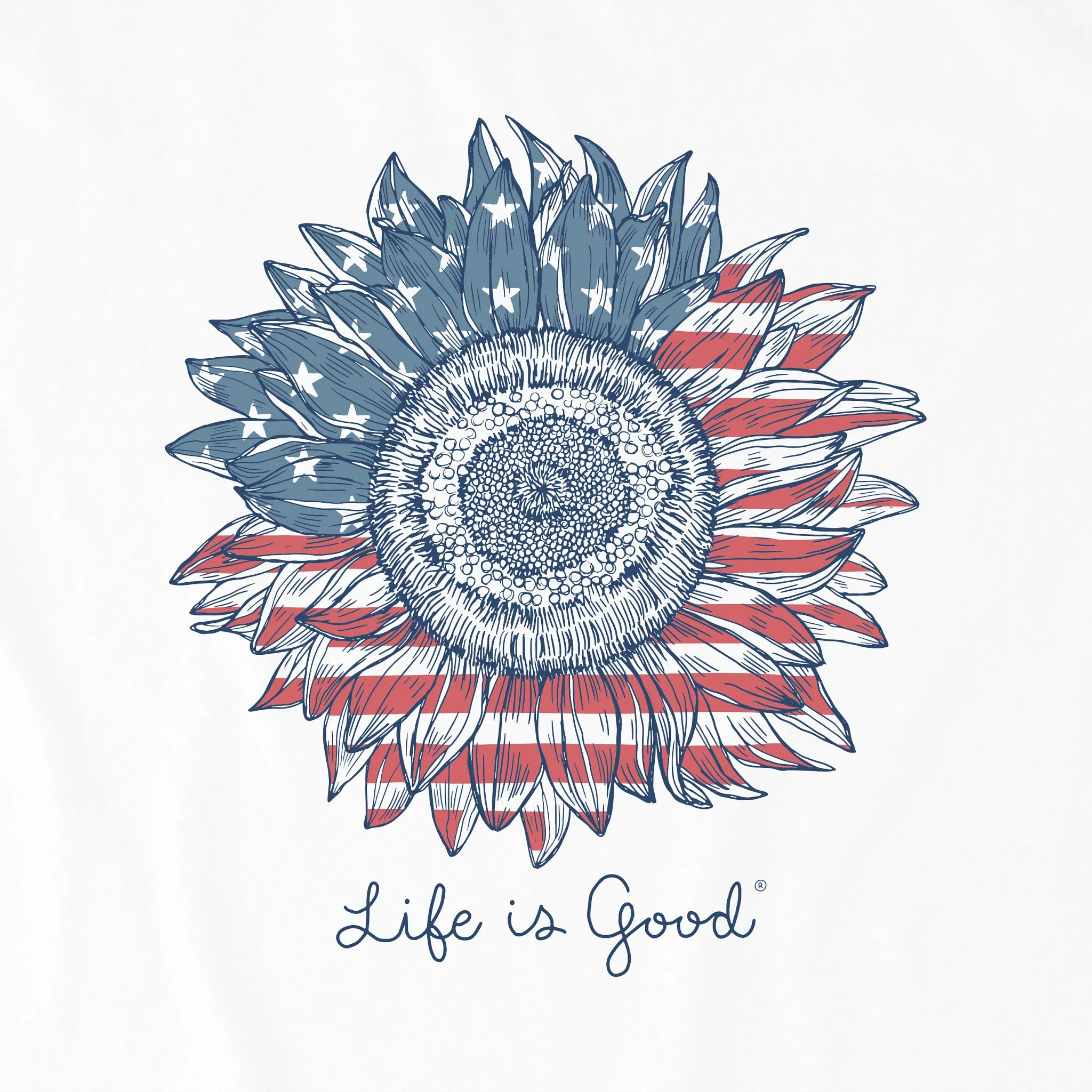 Women's American Sunflower Long Sleeve Crusher Tee Life is Good