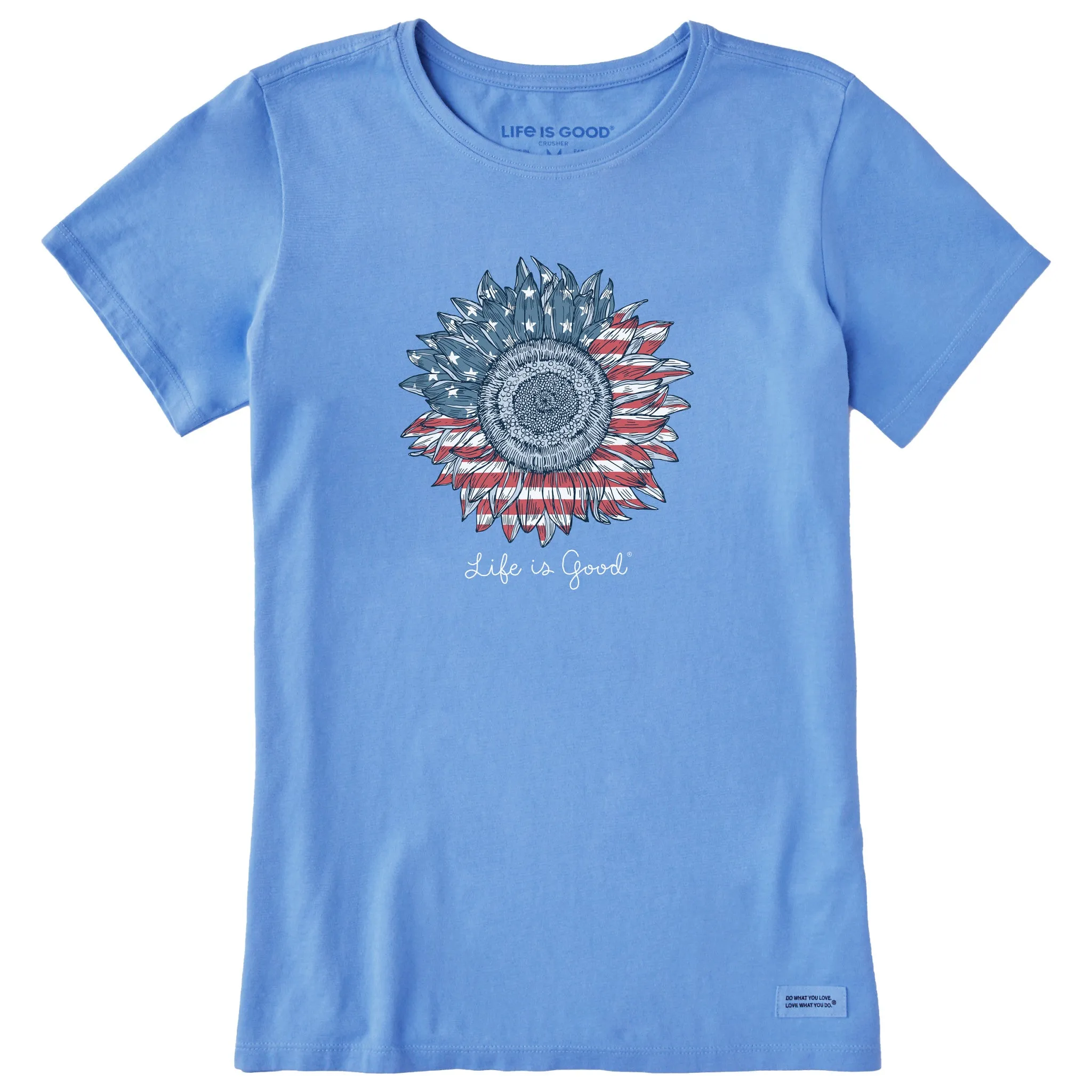 Women's American Sunflower Short Sleeve Crusher Tee Life is Good