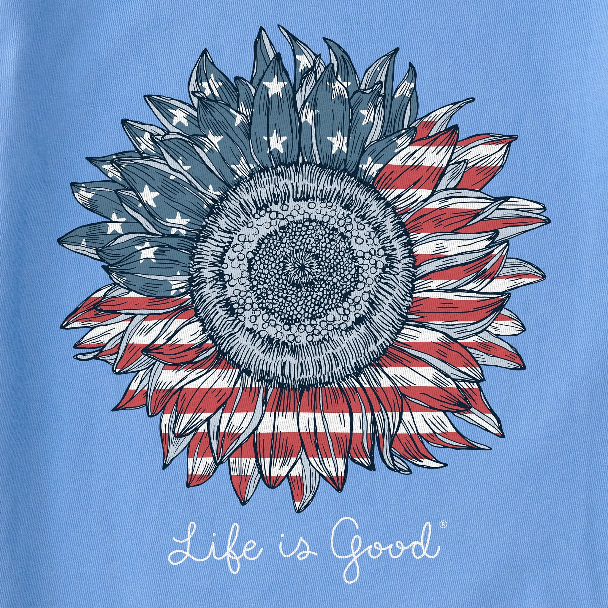 Women's American Sunflower Short Sleeve Crusher Tee Life is Good