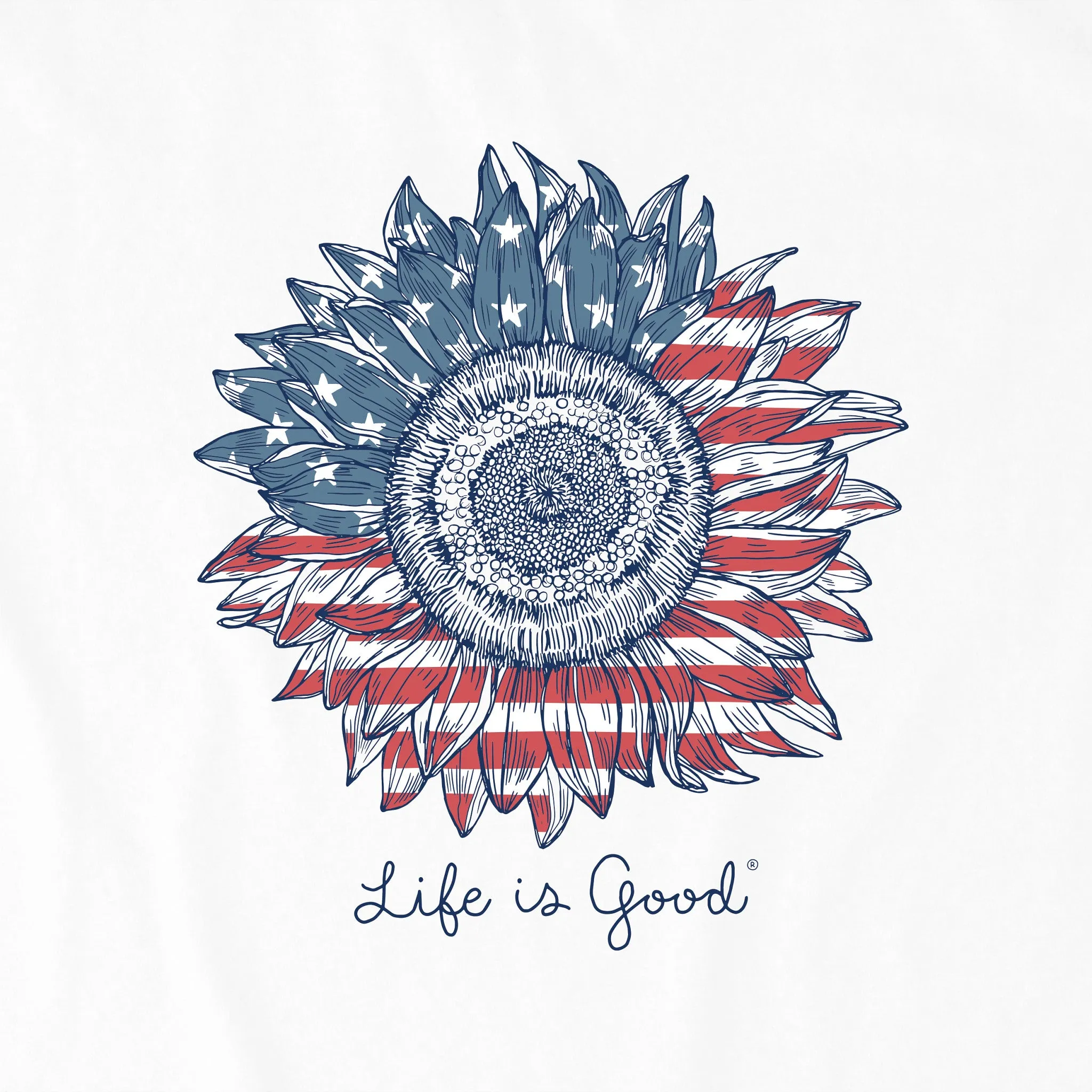 Women's American Sunflower Short Sleeve Crusher Tee Life is Good