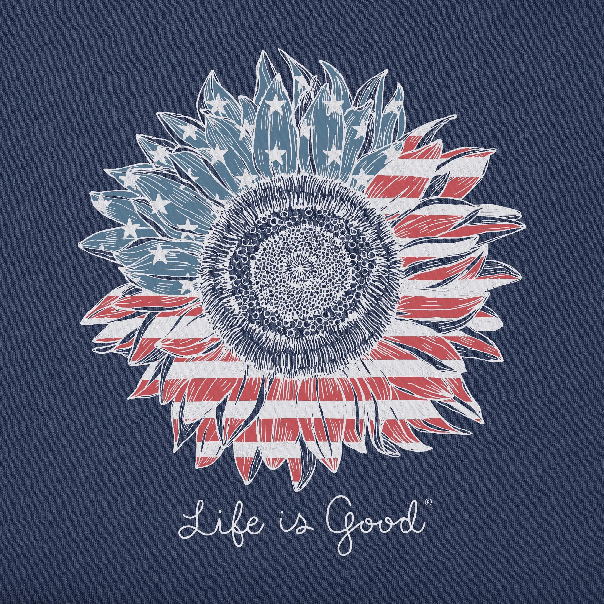 Women's American Sunflower Short Sleeve Crusher Tee Life is Good