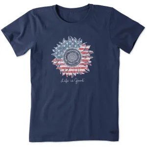 Women's American Sunflower Short Sleeve Crusher Tee Life is Good