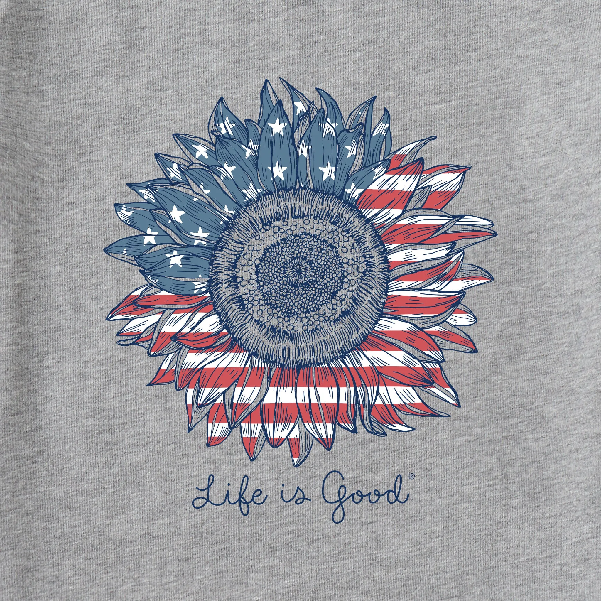 Women's American Sunflower Short Sleeve Vee Life is Good