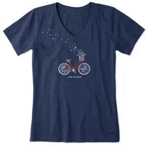 Women's Americana Bike Short Sleeve Crusher Vee Life is Good
