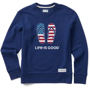 Women's Americana Flip Flops Simply True Fleece Crew Life is Good