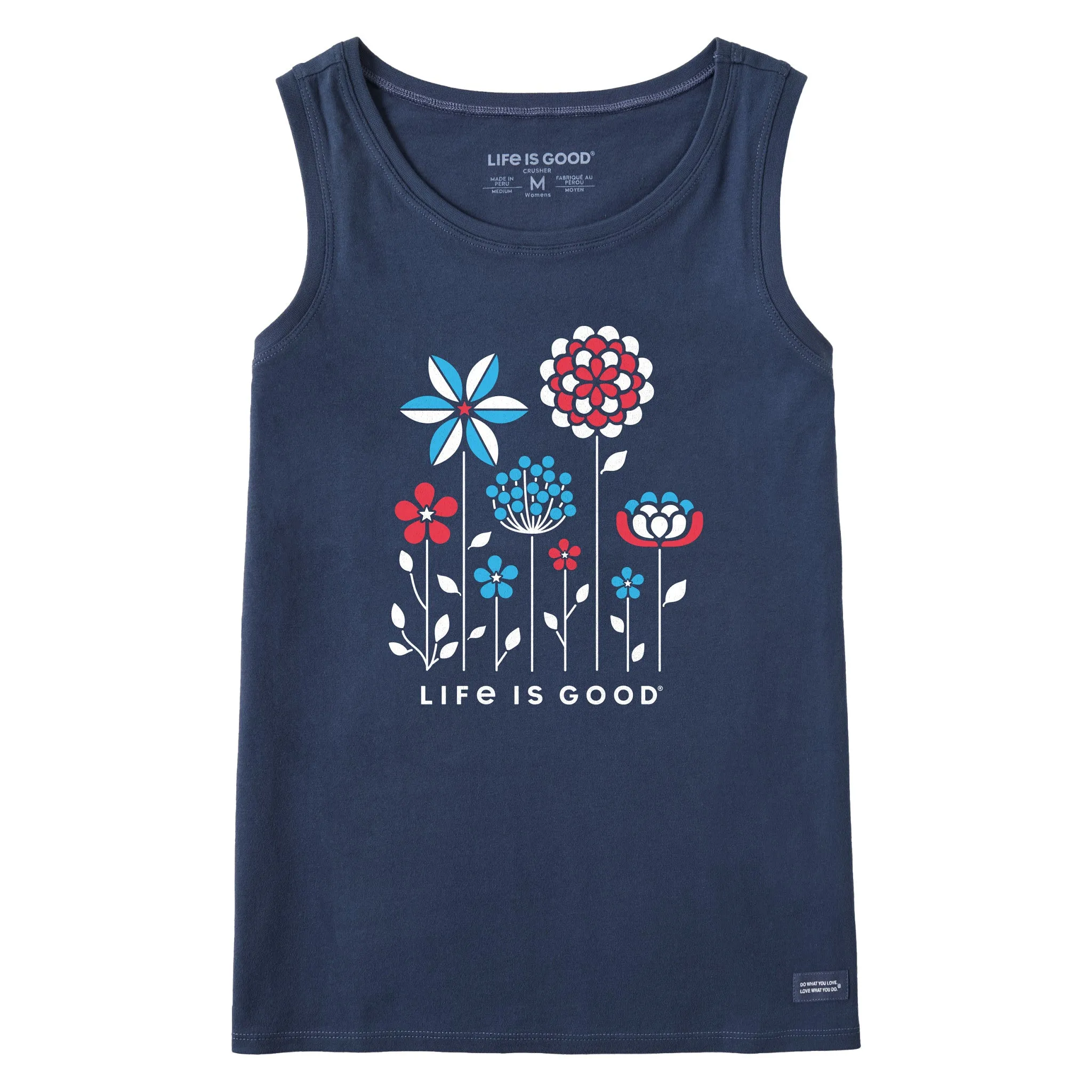 Women's Americana Flowers Crusher Tank Life is Good