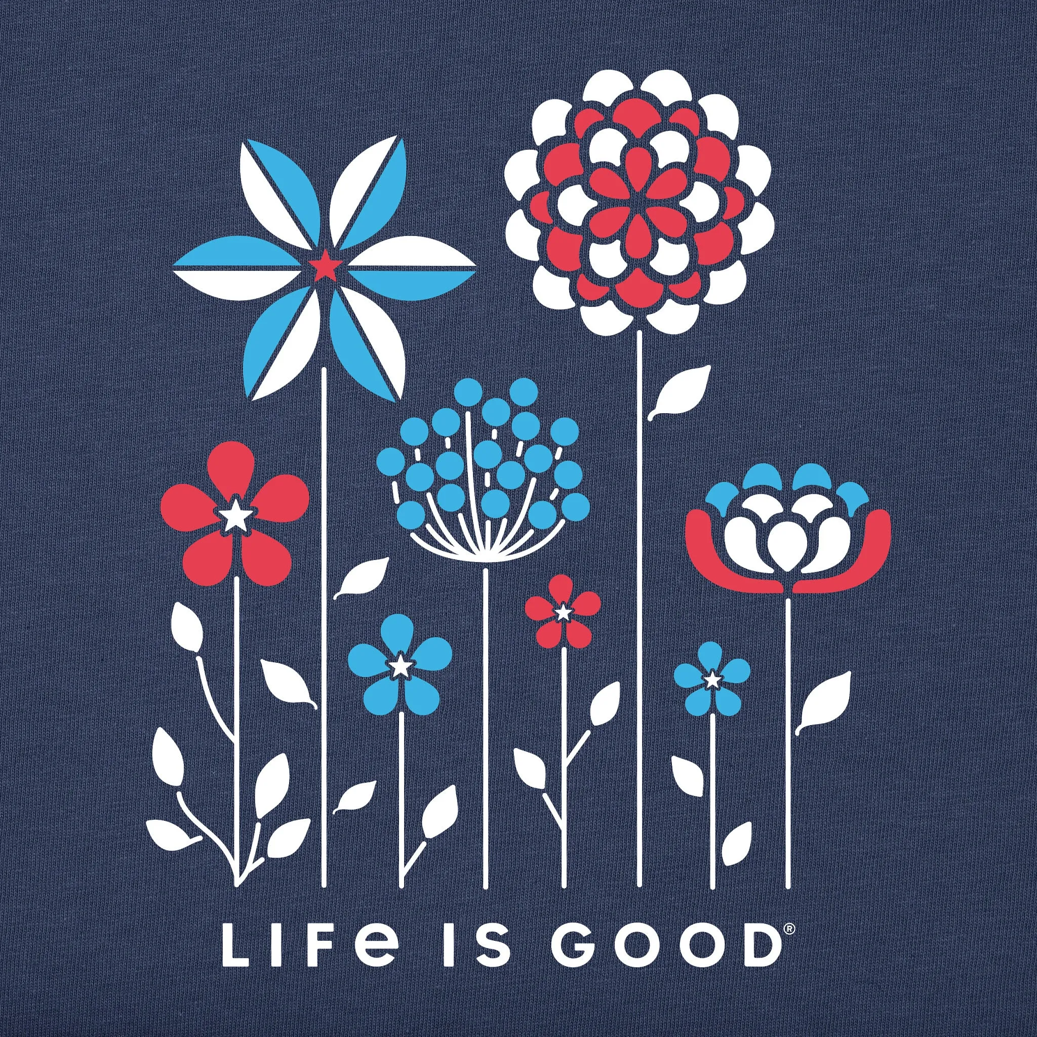 Women's Americana Flowers Short Sleeve Tee Life is Good