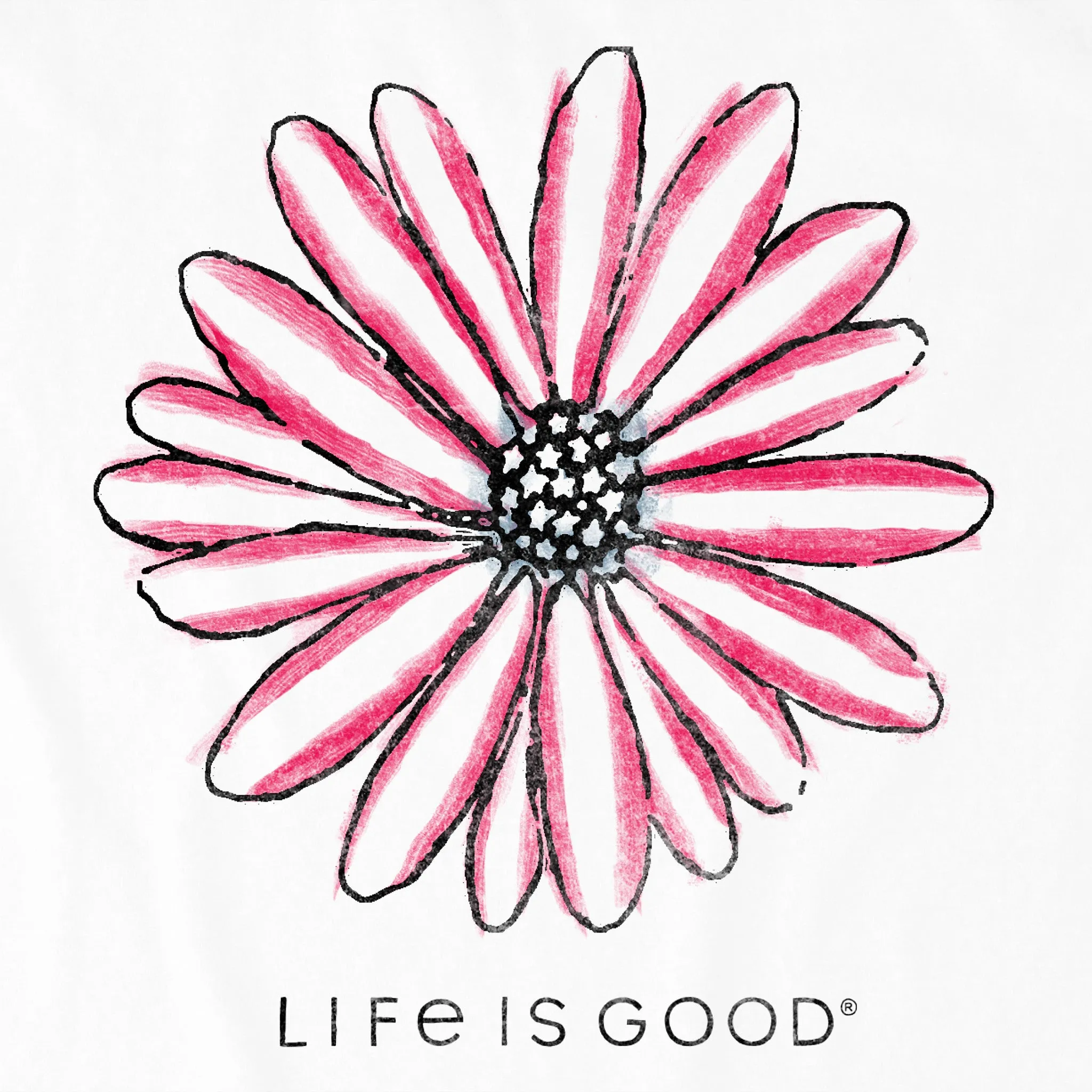 Women's Americana Hand Drawn Daisy Simply True Fleece Hoodie Life is Good