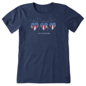 Women's Americana Hearts Stars and Stripes Short Sleeve Crusher Tee Life is Good