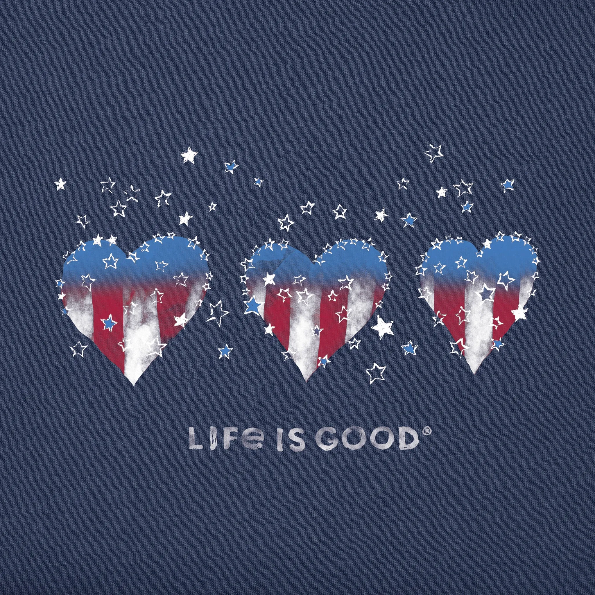 Women's Americana Hearts Stars and Stripes Short Sleeve Crusher Tee Life is Good