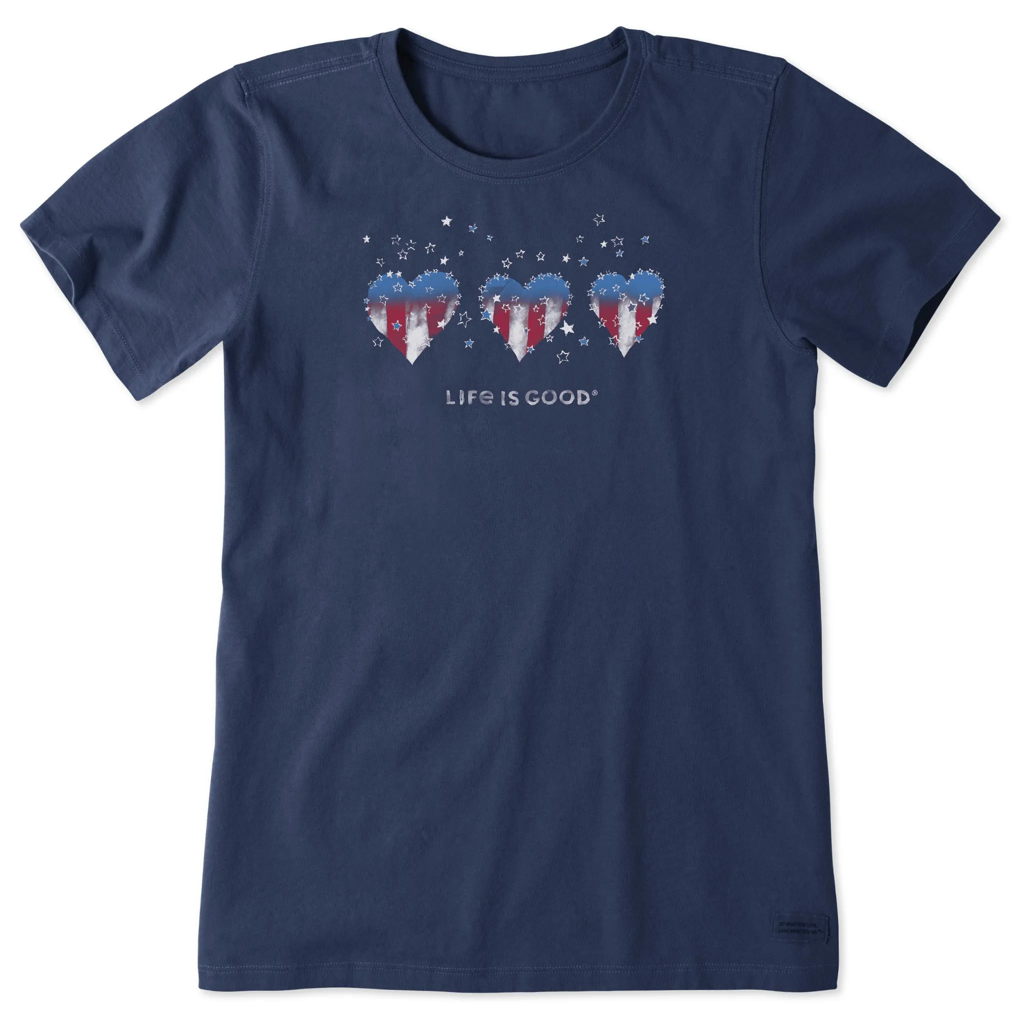 Women's Americana Hearts Stars and Stripes Short Sleeve Crusher Tee Life is Good