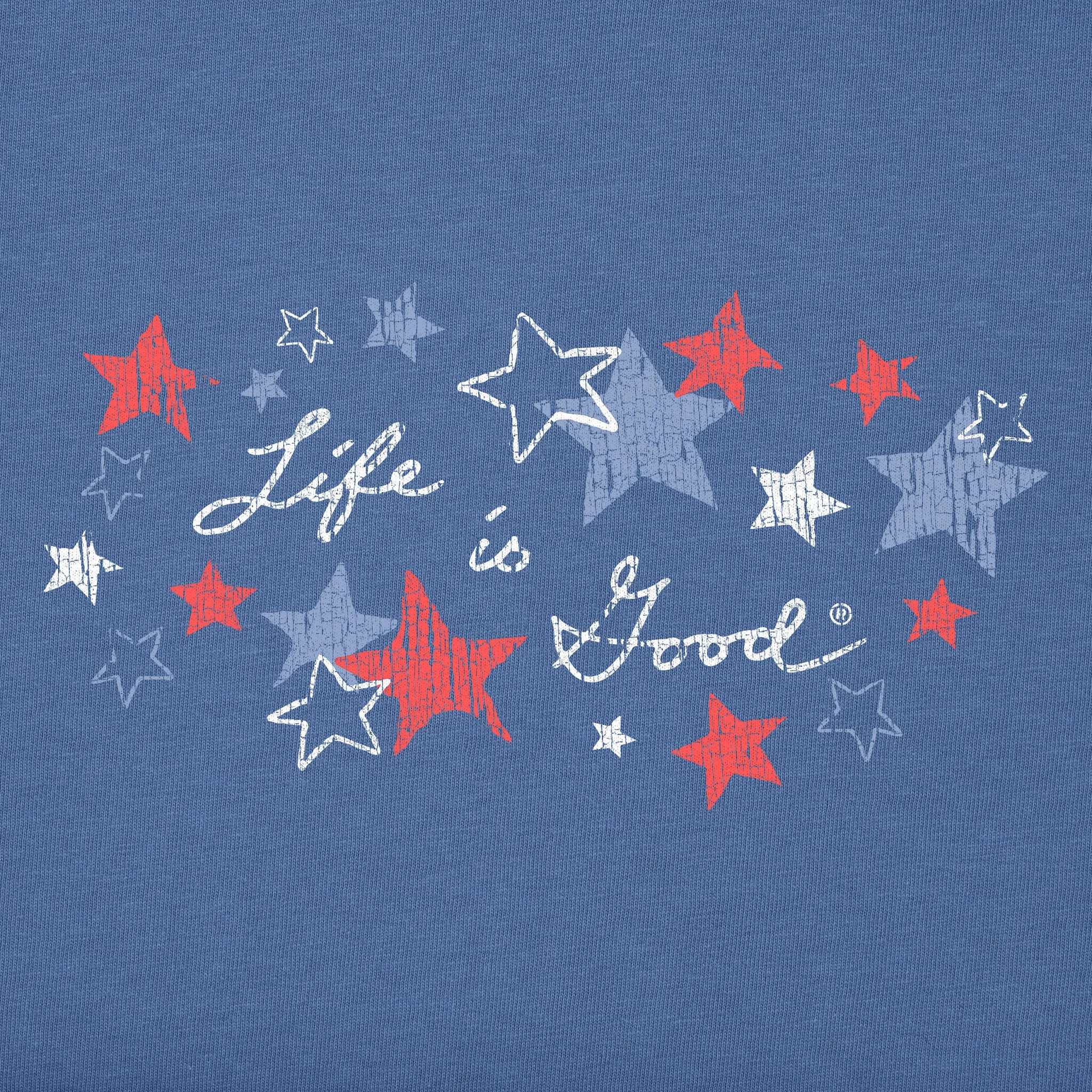 Women's Americana Stars Short Sleeve Crusher-LITE Vee Life is Good