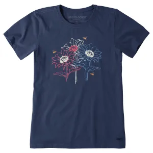 Women's Americana Sunflowers Short Sleeve Tee Life is Good