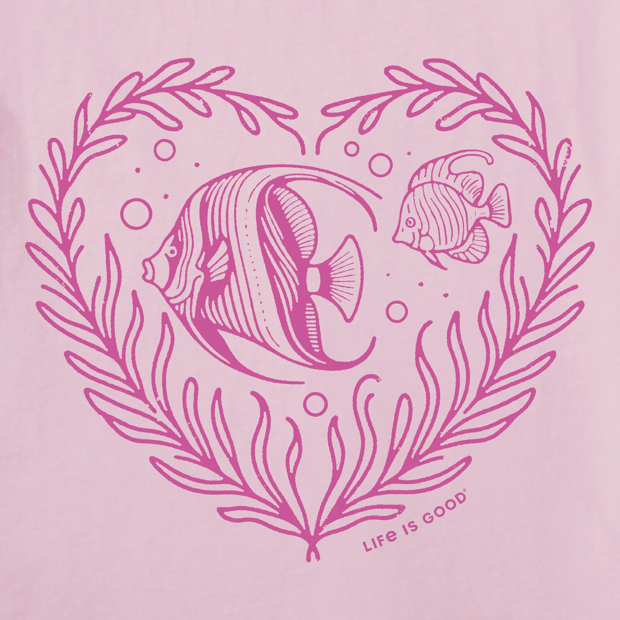 Women's Angelfish Heart Short Sleeve Crusher Vee Life is Good