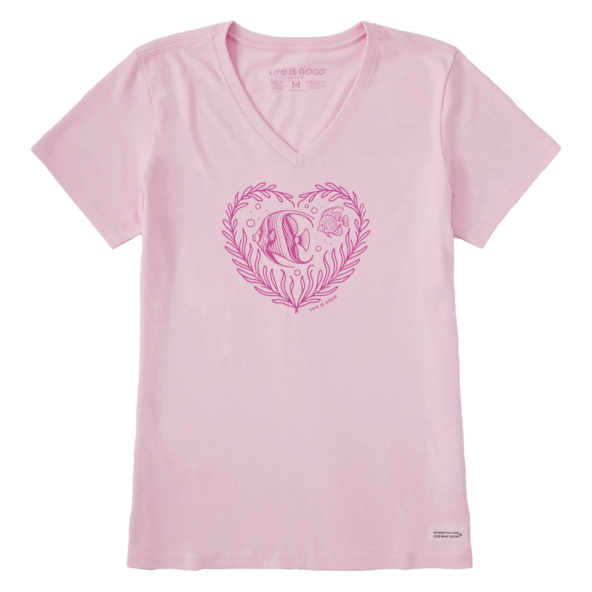 Women's Angelfish Heart Short Sleeve Crusher Vee Life is Good
