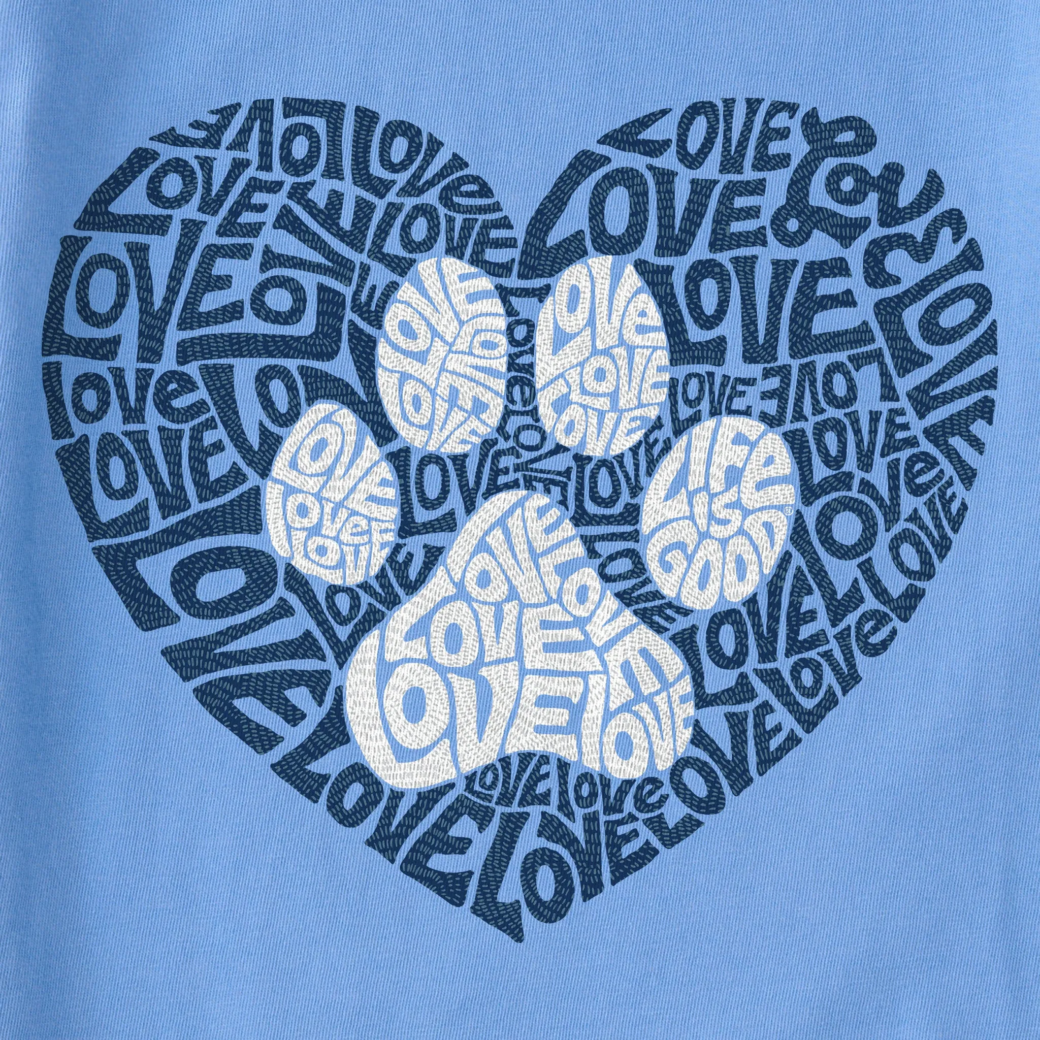 Women's Animal Heart Short Sleeve Crusher Vee Life is Good