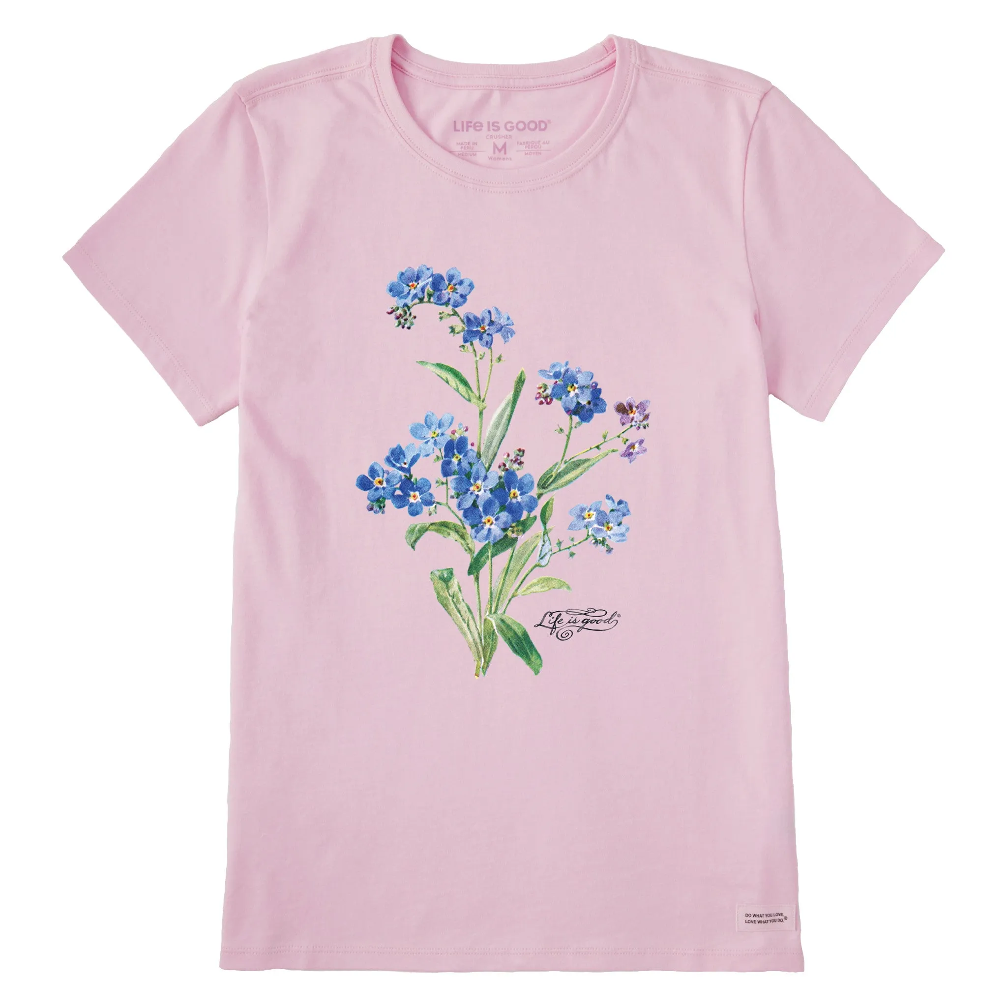 Women's Antique Blue Flowers Short Sleeve Crusher Tee Life is Good