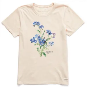 Women's Antique Blue Flowers Short Sleeve Crusher Tee Life is Good